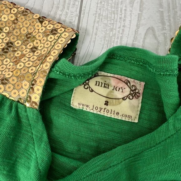 Joyfolie Green Knit Gold Sequin Dress - Picture 2 of 7